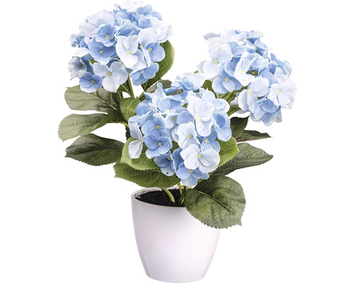 Plante artificielle buisson d'hortensia h 32 cm bleu
