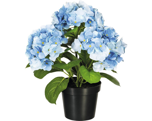Plante artificielle buisson d'hortensia h 32 cm bleu