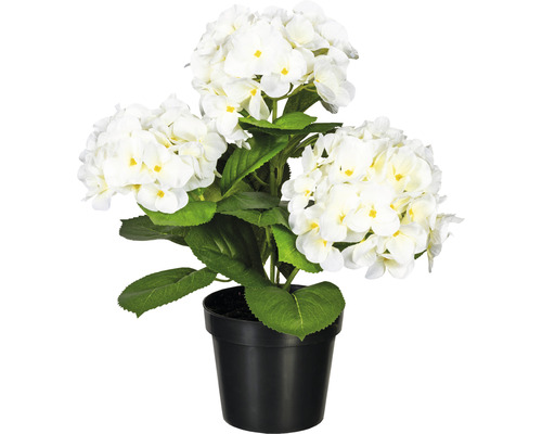 Plante artificielle buisson d'hortensia h 32 cm blanc
