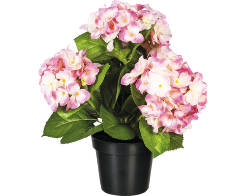 Kunstpflanze Hortensienbusch H 32 cm rosa