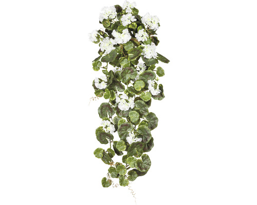 Kunstpflanze Geranienhänger H 80 cm weiß