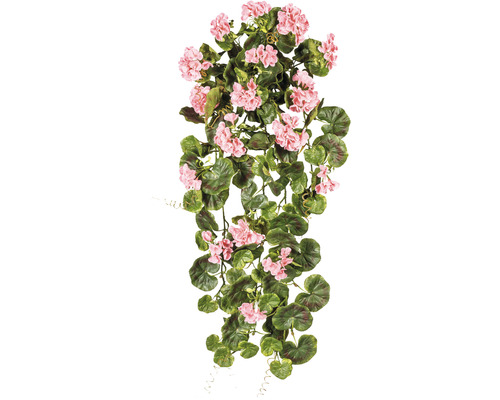 Plante artificielle géranium suspendu h 80 cm rose