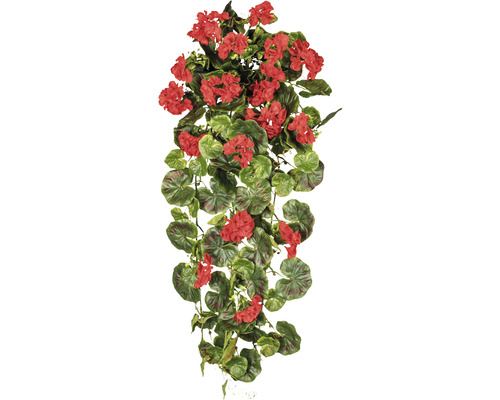 Plante artificielle géranium suspendu h 80 cm rouge