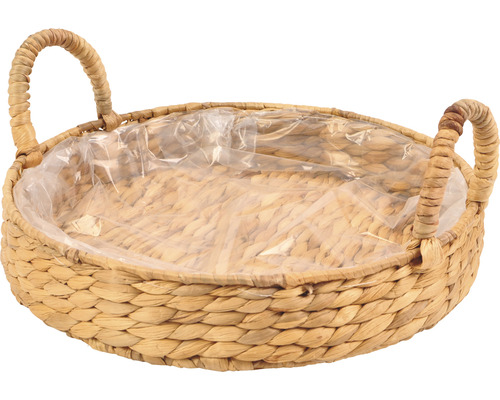 Ovaler Pflanzkorb aus Wasserhyazinthe mit Folie und Tragegriffen