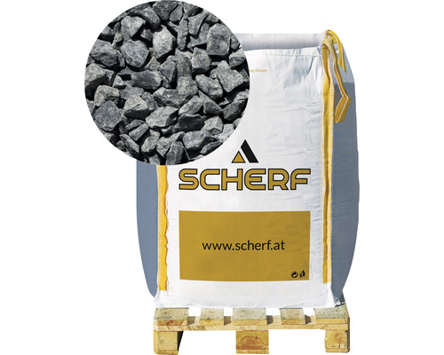 Graviers de basalte noir 8-12 mm 1000 kg Bigbag Gravier dans un big bag sur une palette avec un gros plan