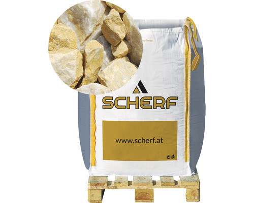 Marmorbruch Gold-Ocker 25-50 mm 1000 kg Bigbag Scherf Zierkies im Sack auf Palette