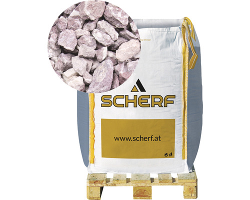 Marbre concassé royal-rouge 16-25 mm 1000 kg Bigbag Logo Scherf sur big bag avec gravillons décoratifs sur palette