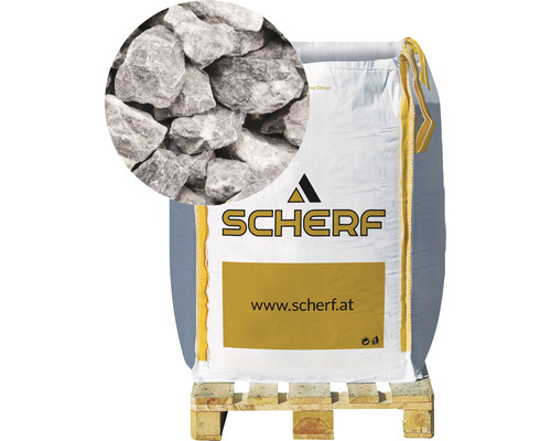Marmorsplitt Grau-Weiss 16-25 mm 1000 kg Bigbag Sack mit Ziersplitt auf Palette, Marke Scherf