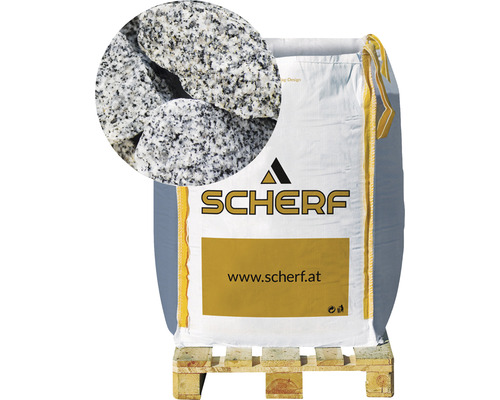 Morceaux de granit Sel et poivre 50-100 mm 1000 kg Bigbag Sac de gravier décoratif sur palette avec vue détaillée