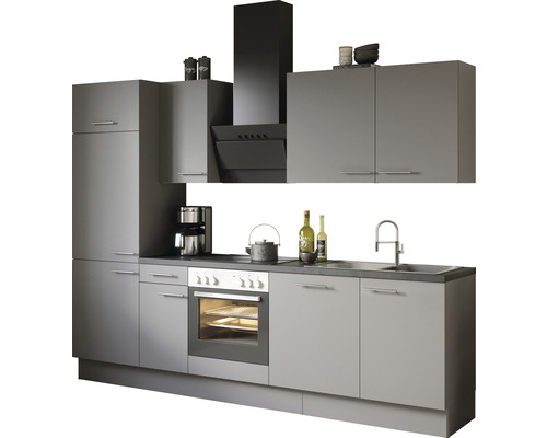 Cuisine complète sans appareils Optifit OPTIkoncept Mats825 gris basalte largeur 270 cm KCMA 2708OE-8+