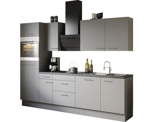 Cuisine complète sans appareils Optifit OPTIkoncept Mats825 gris basalte largeur 270 cm KCMA 2788OE-8+