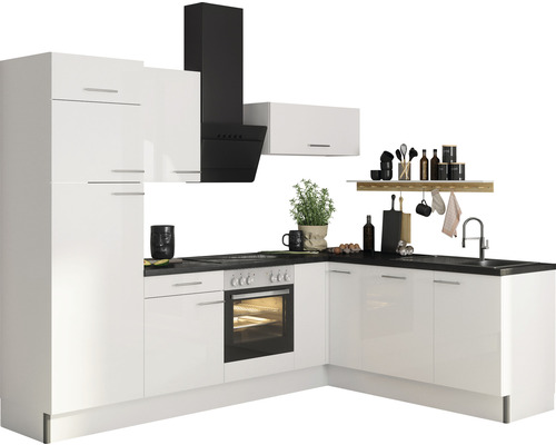 Cuisine d'angle sans appareils Optifit OPTIkoncept Rurik986 blanc largeur 270x200 cm variante gauche KCRU 2720LOE-8+