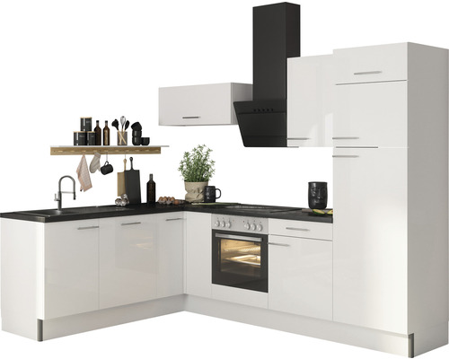 Cuisine d'angle sans appareils Optifit OPTIkoncept Rurik986 blanc largeur 200x270 cm variante droite KCRU 2720ROE-8+