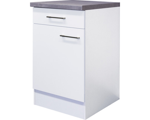 Unterschrank mit Schublade und Drehtür Flex Well Varo BxHxT 50x86x60 cm Frontfarbe weiss - Korpusfarbe weiss Unterschrank mit Schublade und Drehtür Flex Well Varo BxHxT 50x86x60 cm Frontfarbe weiss - Korpusfarbe weiss