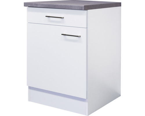 Unterschrank mit Schublade und Drehtür Flex Well Varo BxHxT 60x86x60 cm Frontfarbe weiss - Korpusfarbe weiss Unterschrank mit Schublade und Drehtür Flex Well Varo BxHxT 60x86x60 cm Frontfarbe weiss - Korpusfarbe weiss