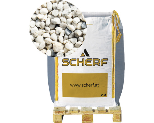 Gravillon de quartz blanc-multicolore 8-16 mm 1000 kg Bigbag Sac de gravier décoratif sur une palette avec gros plan du gravier