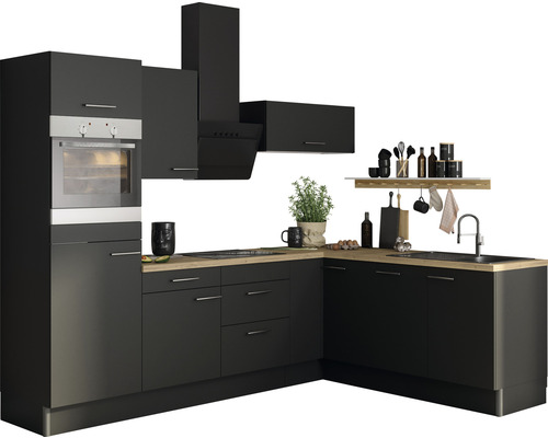 Cuisine d'angle sans appareils Optifit OPTIkoncept Ingvar420 anthracite largeur 270x200 cm variante gauche KCIN 2720LAOE8+