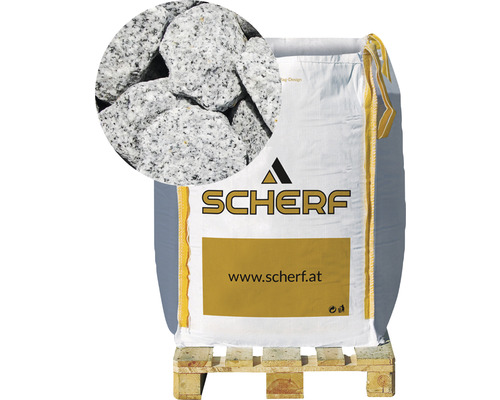 Morceaux de granit Sel et poivre 25-50mm 1000 kg Bigbag Logo Scherf, sac de gravier décoratif sur palette
