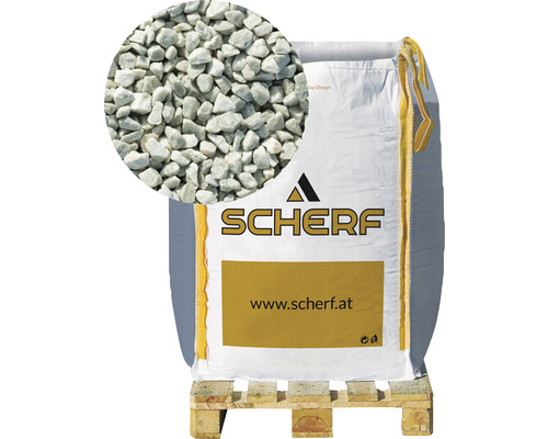 Gravier de quartzite glace-blanc 8-12 mm 1000 kg Logo Scherf Big Bag gravier décoratif sur palette
