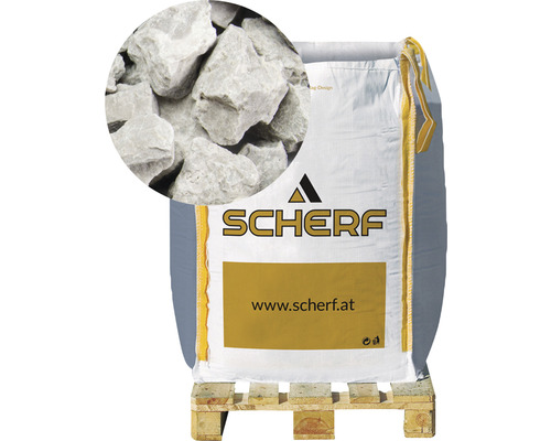 Marmorsplitt Silber-Grau 16-25mm 1000 kg Bigbag Scherf Kalkstein Ziersplitt im Big Bag auf Palette