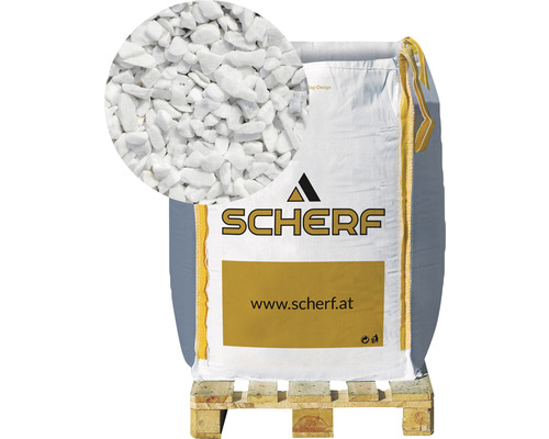 Marbre de Carrare concassé blanc 6-9 mm 1000 kg Bigbag Sac de graviers décoratifs blancs sur une palette, marque Scherrf