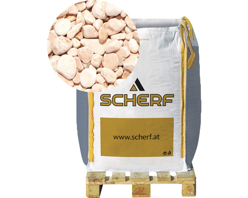 Graviers de marbre Verona-rouge 7-15 mm 1000 kg Bigbag Sac de gravier décoratif sur une palette avec gros plan de graviers décoratifs