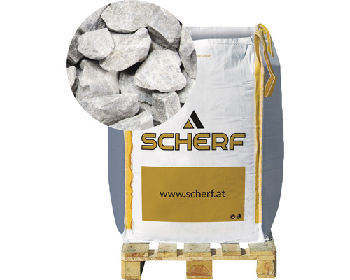 Gravier de calcaire gris souris 16-25 mm 1000 kg Bigbag Gravier décoratif emballé sur palette avec gros plan
