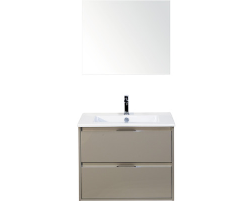 Set de meubles de salle de bains sanox Porto 70 cm cubanit grey 3 pièces meuble bas avec lavabo en céramique et miroir