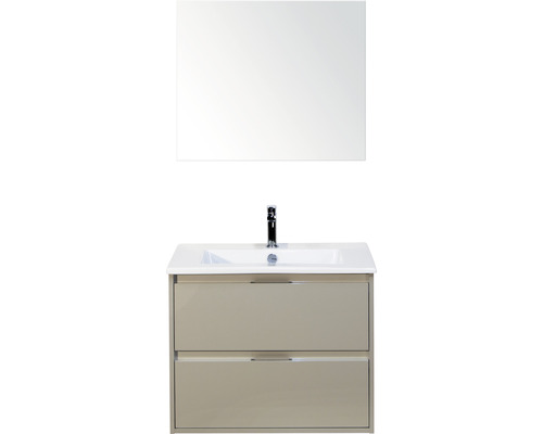 Set de meubles de salle de bains sanox Porto 70 cm gris silice 3 pièces meuble bas avec lavabo en céramique et miroir