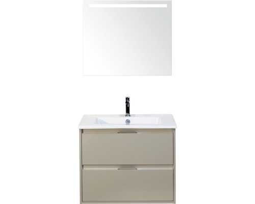Ensemble de meubles de salle de bains Porto 70 cm céramique lavabo avec miroir avec éclairage gris gravier