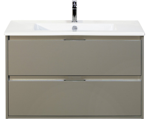 Ensemble de meubles de salle de bains Porto 90 cm céramique lavabo Slim meuble bas cubanit grey