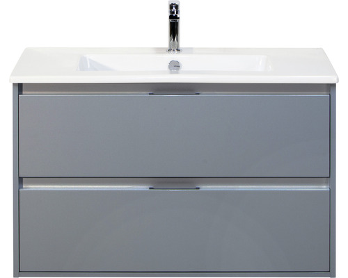 Ensemble de meubles de salle de bains Porto 90 cm céramique lavabo Slim meuble bas ice green