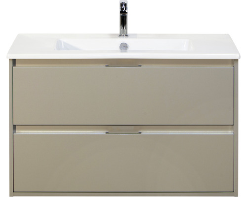 Set de meubles de salle de bains sanox Porto 90 cm gris silice 2 pièces meuble bas avec lavabo en céramique