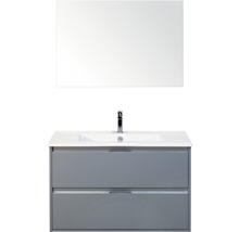 Set de meubles de salle de bains sanox Porto 90 cm ice green 3 pièces meuble bas avec lavabo en céramique et miroir