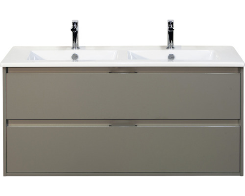 Set de meubles de salle de bains sanox Porto 120 cm cubanit grey 2 pièces meuble bas avec lavabo double en céramique