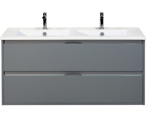 Set de meubles de salle de bains sanox Porto 120 cm ice green 2 pièces meuble bas avec lavabo double en céramique