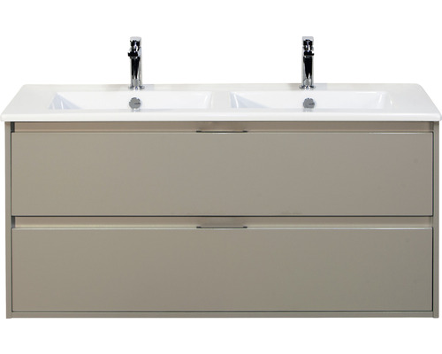 Ensemble de meubles de salle de bains Porto 120 cm céramique lavabo Slim 2 tiroirs meuble bas gris silex