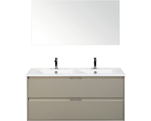 Ensemble de meubles de salle de bains Porto 120 cm 2 tiroirs lavabo en céramique avec miroir gris silex