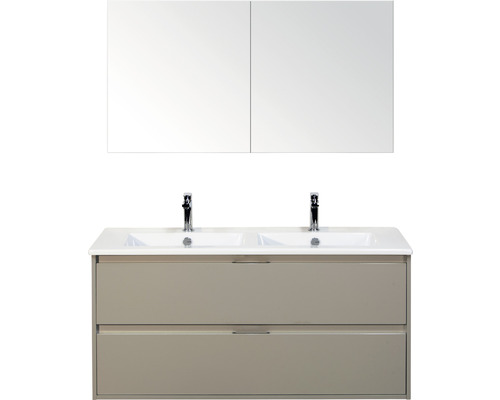 Ensemble de meubles de salle de bains Porto 120 cm 2 tiroirs lavabo en céramique avec armoire de toilette gris silex