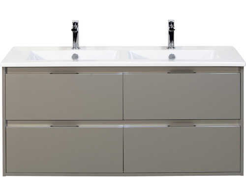 Set de meubles de salle de bains sanox Porto 120 cm cubanit grey 2 pièces meuble bas avec lavabo double en céramique