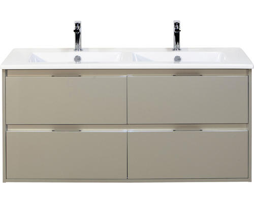 Ensemble de meubles de salle de bains Porto 120 cm céramique lavabo Slim 4 tiroirs meuble bas gris silex