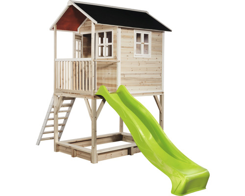 Maisonnette avec toboggan et bac à sable pour le jardin