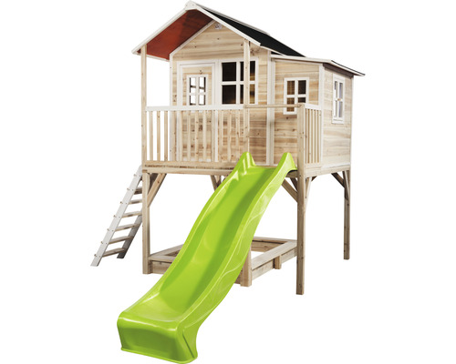 Maisonnette en bois avec toboggan et échelle pour le jardin