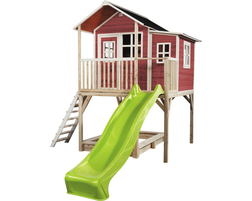 Spielhaus aus Holz mit Rutsche und Leiter für den Garten