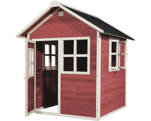 Maisonnette en bois avec porte et fenêtres