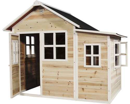 Maisonnette en bois avec porte et fenêtres