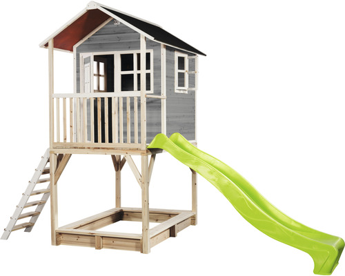 Aire de jeux avec toboggan, échelle et bac à sable