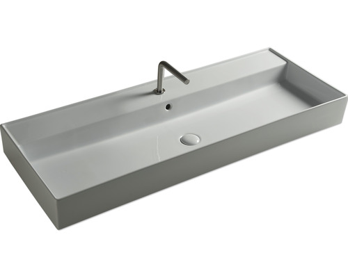 Vasque à poser rectangulaire en céramique avec robinet