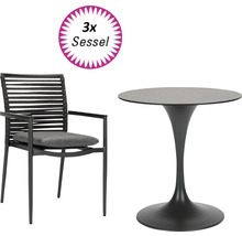 Ensemble de jardin avec une table ronde et trois chaises