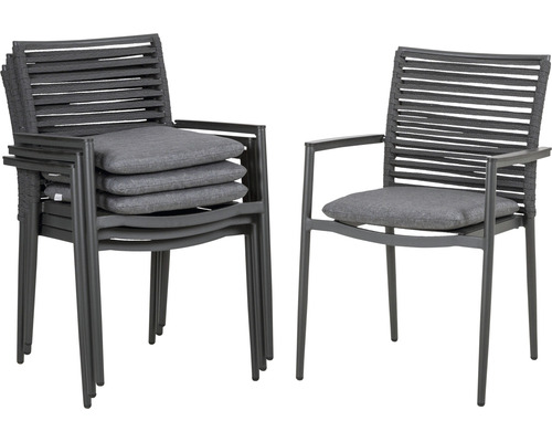 Gartenmöbelset Acamp 3-Sitzer bestehend aus: Sessel, Tisch Aluminium Kunststoff Textil anthrazit